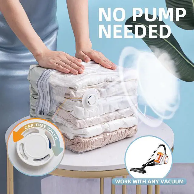 Alt view image 3 of 7 - 6 Pack Vacuum Storage Bags, Cube Combo (3 Jumbo+3 Medium), Vacuum Seal Bags for Clothing, Bedding, Blanket, Space Saving Closet Organization