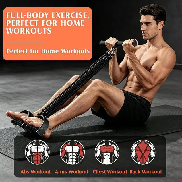 Alt view image 2 of 7 - 2026 Upgrade Multifunctional Foot Pedal Resistance Band with Handle,Unisex 4-Tube & 25-100 lbs Adjustable Elastic Sit up Pull Rope for Waist, Pedal Ankle Puller Resistance Band for Full Body Exercise