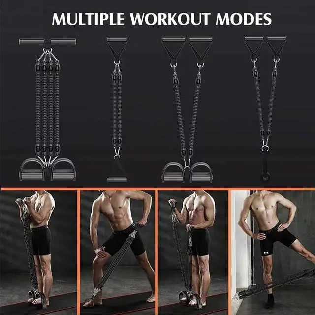 Alt view image 3 of 7 - 2026 Upgrade Multifunctional Foot Pedal Resistance Band with Handle,Unisex 4-Tube & 25-100 lbs Adjustable Elastic Sit up Pull Rope for Waist, Pedal Ankle Puller Resistance Band for Full Body Exercise