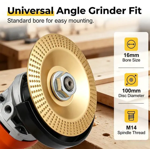 Alt view image 3 of 7 - 3 PCS Wood Grinding Disc, Heavy Duty Carbon Steel Sanding Disc, Multi-use Angle Grinder Polishing Pad Wood Shaping Wheel, Wood Carving Sanding Polishing Attachment for Wood Working