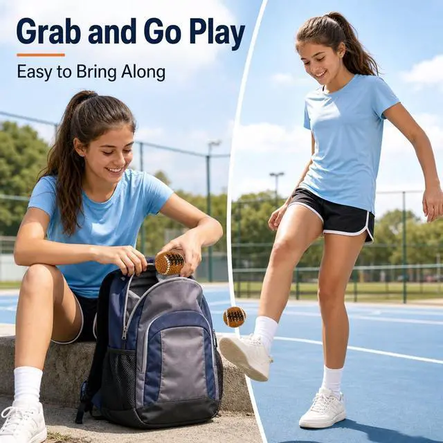 Alt view image 3 of 7 - Knitted Footbags Set of 4 Football, Soccer, Basketball, Baseball Small Kick Sacks for Juggling Practice, Indoor/Outdoor Games, Party Favors & Group Play 4 Balls Included in Order