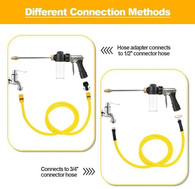 Alt view image 5 of 7 - Garden Hose Nozzle with Soap Dispenser, High Pressure Water Nozzle with Adjustable Spray Patterns for Watering Plants, Car Washing, and Pet Showering (Foam Gun B)