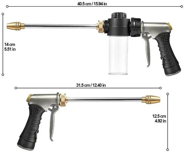 Alt view image 6 of 7 - Garden Hose Nozzle with Soap Dispenser, High Pressure Water Nozzle with Adjustable Spray Patterns for Watering Plants, Car Washing, and Pet Showering (Foam Gun B)