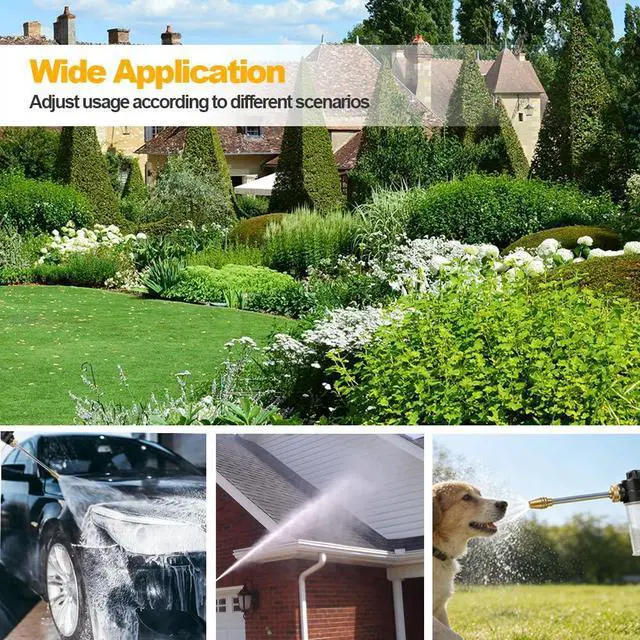 Alt view image 7 of 7 - Garden Hose Nozzle with Soap Dispenser, High Pressure Water Nozzle with Adjustable Spray Patterns for Watering Plants, Car Washing, and Pet Showering (Foam Gun B)
