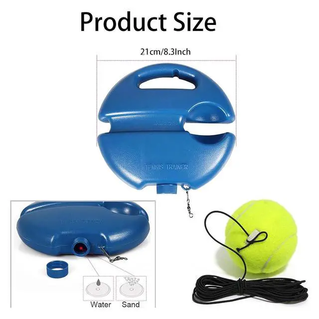 Alt view image 3 of 7 - Tennis Trainer Rebound Ball with 3 String Balls, Portable Solo Training Equipment for Beginners, Self Practice Sport Exercise Tool (Blue)