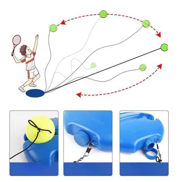 Alt view image 6 of 7 - Tennis Trainer Rebound Ball with 3 String Balls, Portable Solo Training Equipment for Beginners, Self Practice Sport Exercise Tool (Blue)