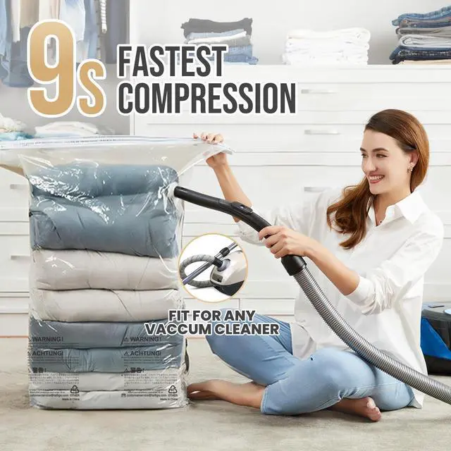 Alt view image 4 of 6 - Vacuum Storage Bags 4 Pack, Jumbo Cube (31x40x15 Inch), Extra Large Vacuum Seal Bags for Clothing, Comforters, Blankets, Pillow, Bedding, Sweater, Closet Organizers, Space Saving, Cream