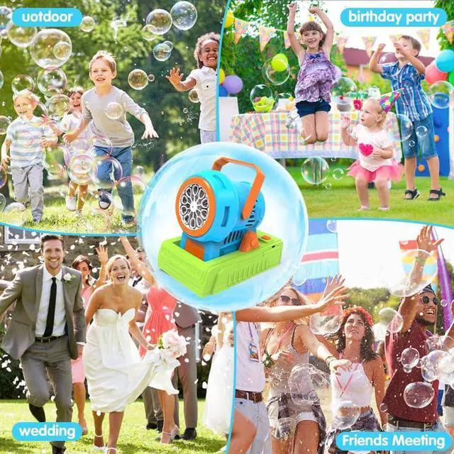 Alt view image 5 of 7 - Automatic Bubble Machine with Bubble Solution 4 AA Batteries USB Cable Outdoor Party Wedding Christmas Halloween Birthday Gift 3 4 5 6 7 8 Age Bubble Machine Toys