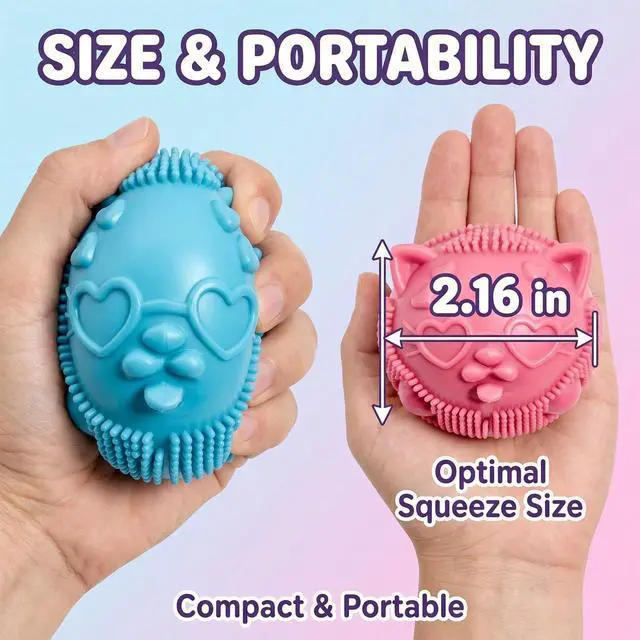 Alt view image 2 of 7 - Cool Cat Squeeze Squishy,Wild Cats Fuzz Ball Sensory Squeeze Toy, Slow Rise Sensory Fidget Balls, Anxiety Slow Rising Toy for Kids Stress Relief - High Density Squeeze Balls for Students Calming 2