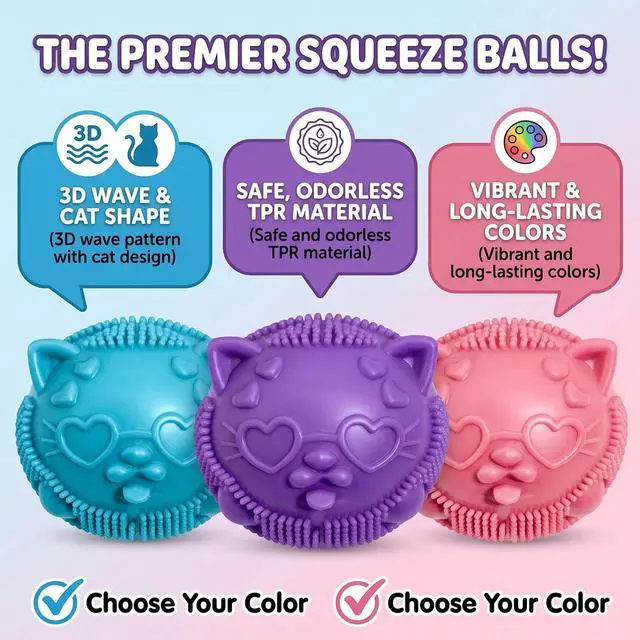 Alt view image 6 of 7 - Cool Cat Squeeze Squishy,Wild Cats Fuzz Ball Sensory Squeeze Toy, Slow Rise Sensory Fidget Balls, Anxiety Slow Rising Toy for Kids Stress Relief - High Density Squeeze Balls for Students Calming 2