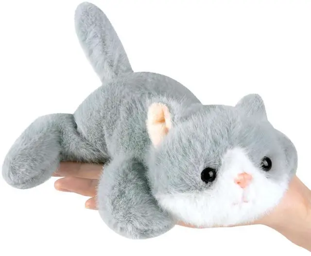 Main image of Cute Palm-Sized Cat Stuffed Animal Soft Capibara Plush Doll Small Kitten Plushies Toys Gifts for Kids Grey 7.8 inch