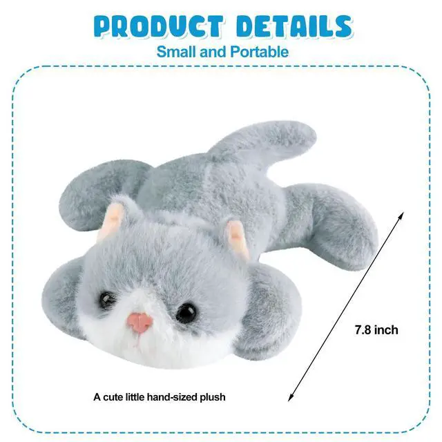 Alt view image 2 of 7 - Cute Palm-Sized Cat Stuffed Animal Soft Capibara Plush Doll Small Kitten Plushies Toys Gifts for Kids Grey 7.8 inch