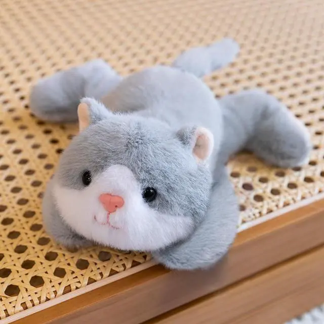 Alt view image 7 of 7 - Cute Palm-Sized Cat Stuffed Animal Soft Capibara Plush Doll Small Kitten Plushies Toys Gifts for Kids Grey 7.8 inch