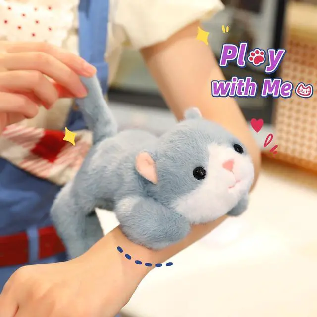 Alt view image 3 of 7 - Cute Palm-Sized Cat Stuffed Animal Soft Capibara Plush Doll Small Kitten Plushies Toys Gifts for Kids Grey 7.8 inch
