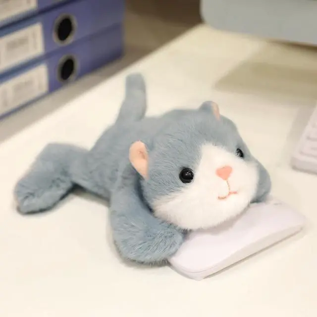 Alt view image 5 of 7 - Cute Palm-Sized Cat Stuffed Animal Soft Capibara Plush Doll Small Kitten Plushies Toys Gifts for Kids Grey 7.8 inch