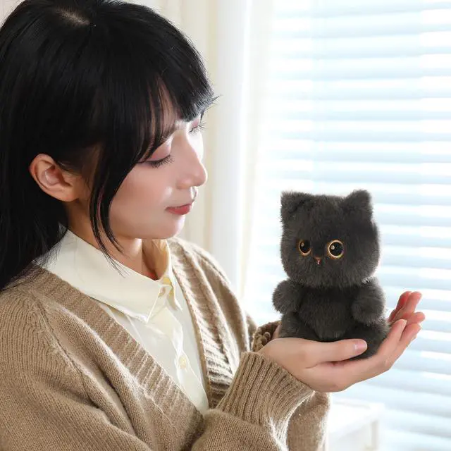 Alt view image 2 of 7 - Palm-Sized Cat Stuffed Animals Cute Soft Plush Dolls Small Plushies Toys Gifts for Kids Grey 6 inch
