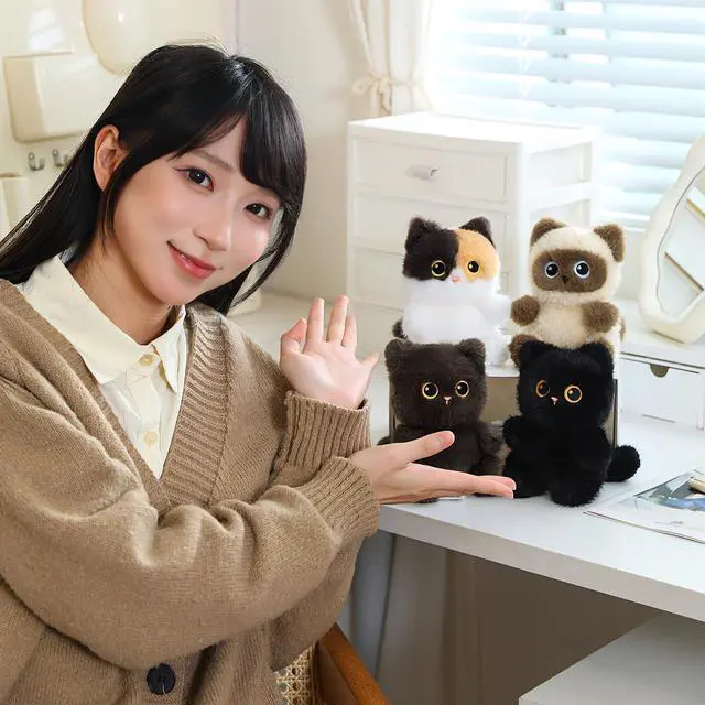 Alt view image 6 of 7 - Palm-Sized Cat Stuffed Animals Cute Soft Plush Dolls Small Plushies Toys Gifts for Kids Grey 6 inch