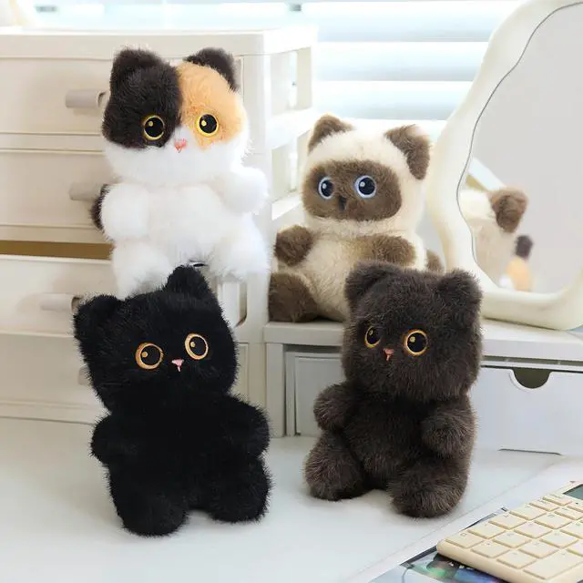 Alt view image 7 of 7 - Palm-Sized Cat Stuffed Animals Cute Soft Plush Dolls Small Plushies Toys Gifts for Kids Grey 6 inch