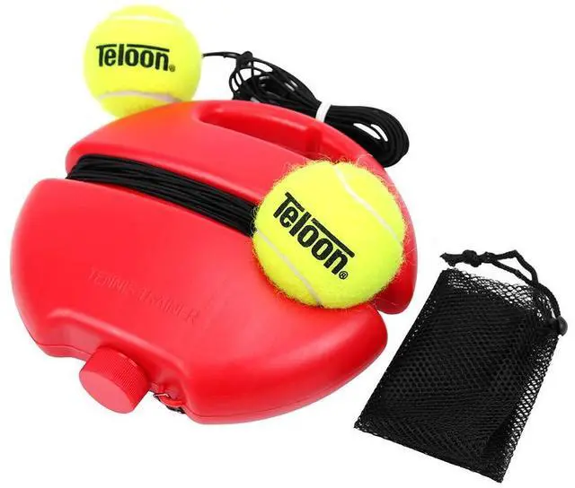 Main image of Solo Tennis Trainer Rebound Ball with String for Self Tennis Practice Training Tool for Adults or Kids Beginners with 2 String Balls Elastic and a Portable Mesh Bag