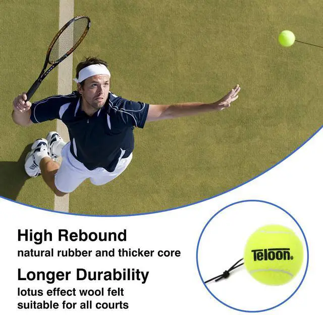 Alt view image 4 of 7 - Solo Tennis Trainer Rebound Ball with String for Self Tennis Practice Training Tool for Adults or Kids Beginners with 2 String Balls Elastic and a Portable Mesh Bag