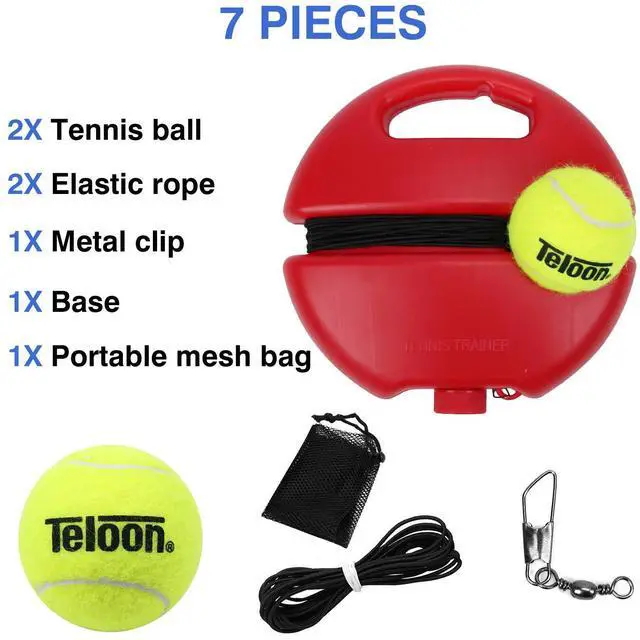 Alt view image 7 of 7 - Solo Tennis Trainer Rebound Ball with String for Self Tennis Practice Training Tool for Adults or Kids Beginners with 2 String Balls Elastic and a Portable Mesh Bag