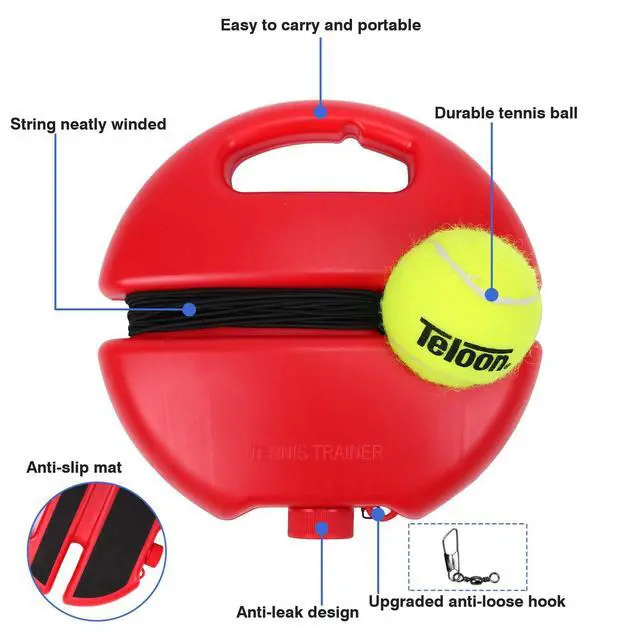 Alt view image 2 of 7 - Solo Tennis Trainer Rebound Ball with String for Self Tennis Practice Training Tool for Adults or Kids Beginners with 2 String Balls Elastic and a Portable Mesh Bag