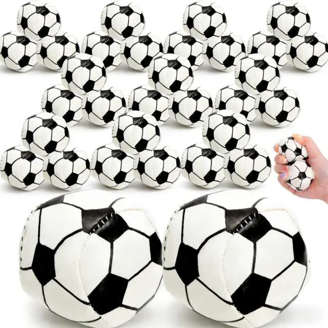 Main image of 30 Pack Juggling Balls, 2" Plastic Juggling Bean Bags, Mini Juggle Balls, Soft Hand Catch Ball, Contact Juggling Ball for Beginners and Professionals, Soccer Design, Black & White