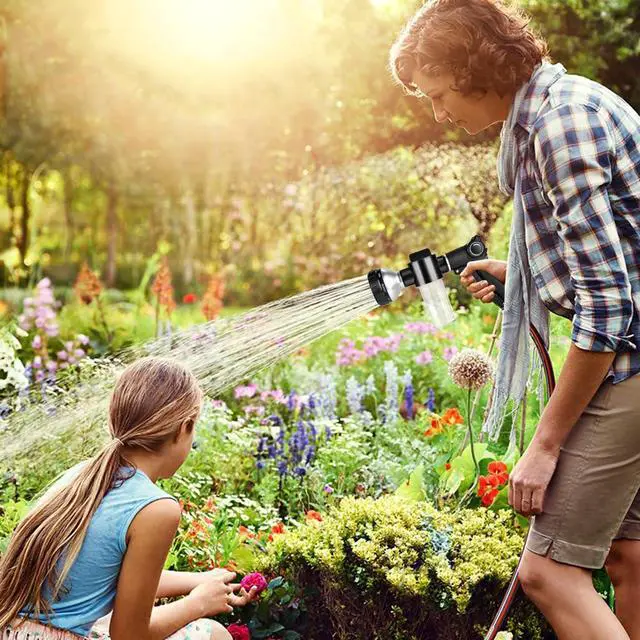 Alt view image 3 of 7 - Garden Hose Nozzle, High Pressure Hose Spray Nozzle 8 Way Spray Pattern One-Touch Sprayer for Watering Plants, Lawn, Patio, Car Wash, CleaningShowering Pet