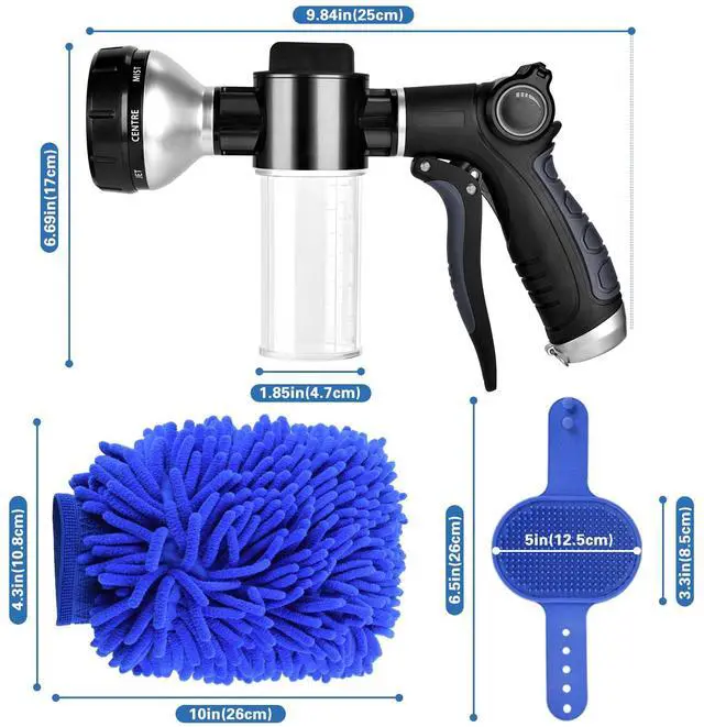 Alt view image 7 of 7 - Garden Hose Nozzle, High Pressure Hose Spray Nozzle 8 Way Spray Pattern One-Touch Sprayer for Watering Plants, Lawn, Patio, Car Wash, CleaningShowering Pet