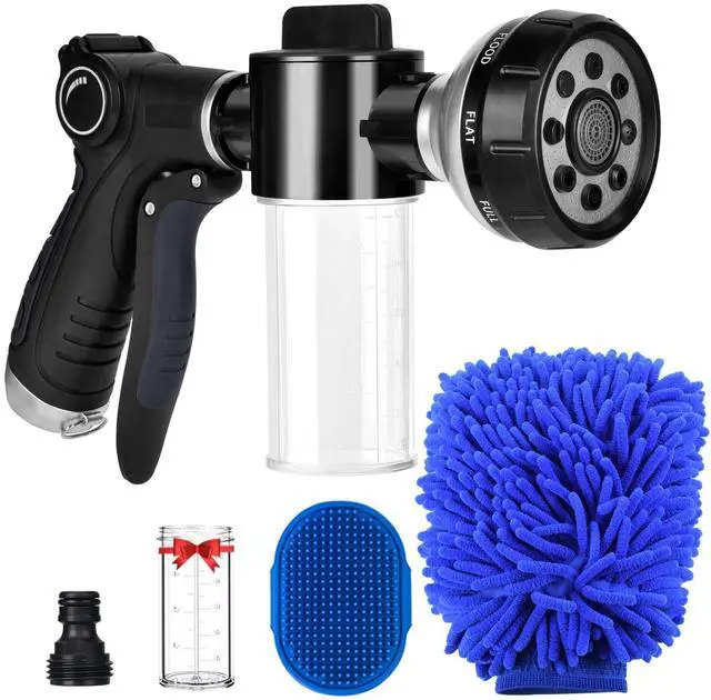 Main image of Garden Hose Nozzle, High Pressure Hose Spray Nozzle 8 Way Spray Pattern One-Touch Sprayer for Watering Plants, Lawn, Patio, Car Wash, CleaningShowering Pet