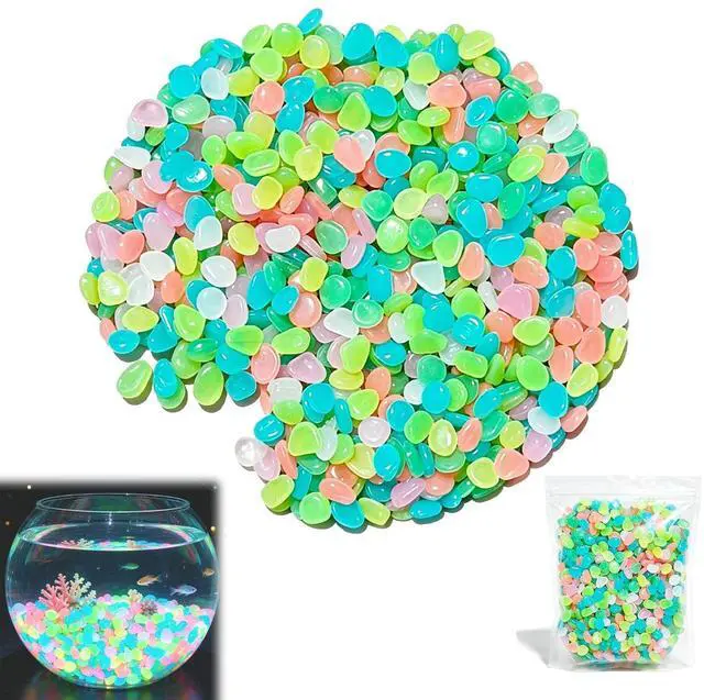 Main image of 600PCS Colorful Glow-in-the-Dark Garden Stones, Night Guide Luminous Pebbles, Rainbow Glow Stepping Rocks, Outdoor Landscaping Glowing Stones, Fish Tank Aquarium Decorations (Multi-Colored)
