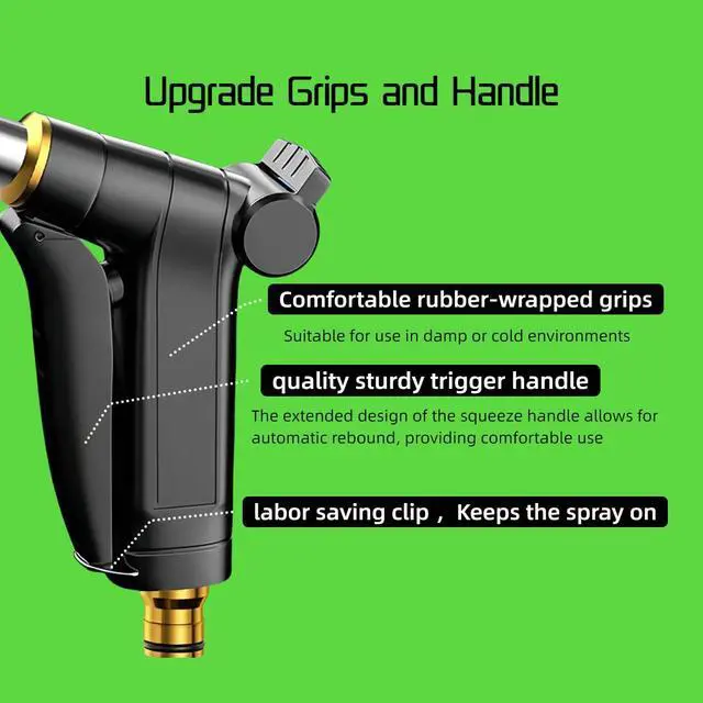 Alt view image 6 of 7 - Garden Hose Nozzle Sprayer - Heavy Duty Adjustable Water Hose Nozzle with 3/4" GHT Quick Connector for Car Washing, Cleaning, Watering Plants and Showering Pets