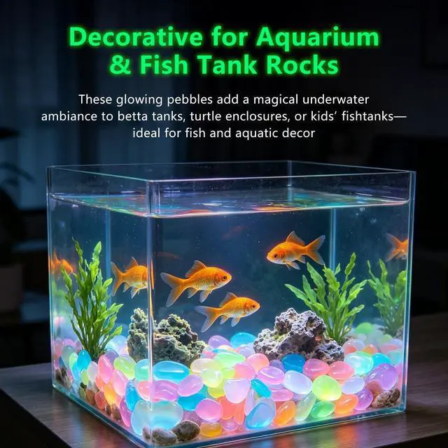Alt view image 2 of 7 - 2026 Colorful Glow-in-the-Dark Garden Stones Night Guide Luminous Pebbles Rainbow Glow in the Dark Stepping Rocks Outdoor Landscaping Decor Glowing Stones Fish Tank Aquarium Decorations (200, Multi)