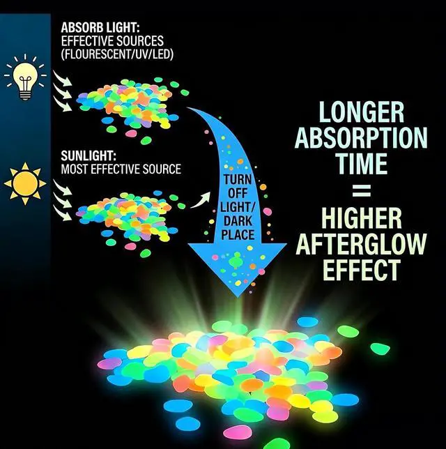 Alt view image 4 of 7 - 2026 Colorful Glow-in-the-Dark Garden Stones Night Guide Luminous Pebbles Rainbow Glow in the Dark Stepping Rocks Outdoor Landscaping Decor Glowing Stones Fish Tank Aquarium Decorations (200, Multi)