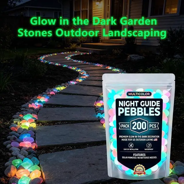 Alt view image 6 of 7 - 2026 Colorful Glow-in-the-Dark Garden Stones Night Guide Luminous Pebbles Rainbow Glow in the Dark Stepping Rocks Outdoor Landscaping Decor Glowing Stones Fish Tank Aquarium Decorations