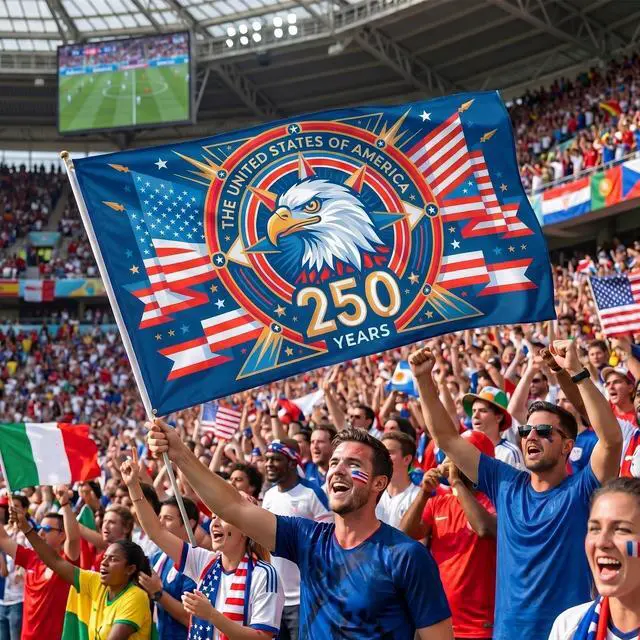 Alt view image 2 of 7 - 250 Anniversary USA Flag 3x5 FT, American 250th Anniversary Commemorative Flags, America Birthday Patriotic Banner, US 250th Year of Freedom Flag for Outdoor Outside Patriotic Celebration Decor