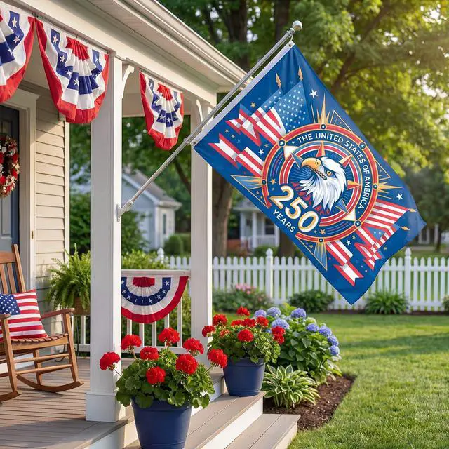 Alt view image 3 of 7 - 250 Anniversary USA Flag 3x5 FT, American 250th Anniversary Commemorative Flags, America Birthday Patriotic Banner, US 250th Year of Freedom Flag for Outdoor Outside Patriotic Celebration Decor