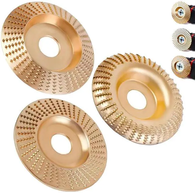 Main image of Angle Grinder Polishing Pad, Wood Carving Disc Set, Tungsten Carbide Sanding Discs, for 4" or 4 1/2" Angle Grinder, Woodworking Attachment for Cutting, Shaping, Sanding (3PCS Set)
