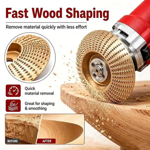 Alt view image 3 of 7 - Angle Grinder Polishing Pad, Wood Carving Disc Set, Tungsten Carbide Sanding Discs, for 4" or 4 1/2" Angle Grinder, Woodworking Attachment for Cutting, Shaping, Sanding (3PCS Set)