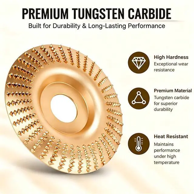 Alt view image 5 of 7 - Angle Grinder Polishing Pad, Wood Carving Disc Set, Tungsten Carbide Sanding Discs, for 4" or 4 1/2" Angle Grinder, Woodworking Attachment for Cutting, Shaping, Sanding (3PCS Set)
