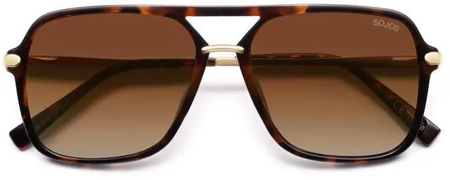 Alt view image 3 of 6 - Sunglasses for Women & Men, Square, Retro, Polarized Lens, Trendy Aviator, 90s Shades (SJ2229,Brown Tortoise Frame/Brown Grading Lens)