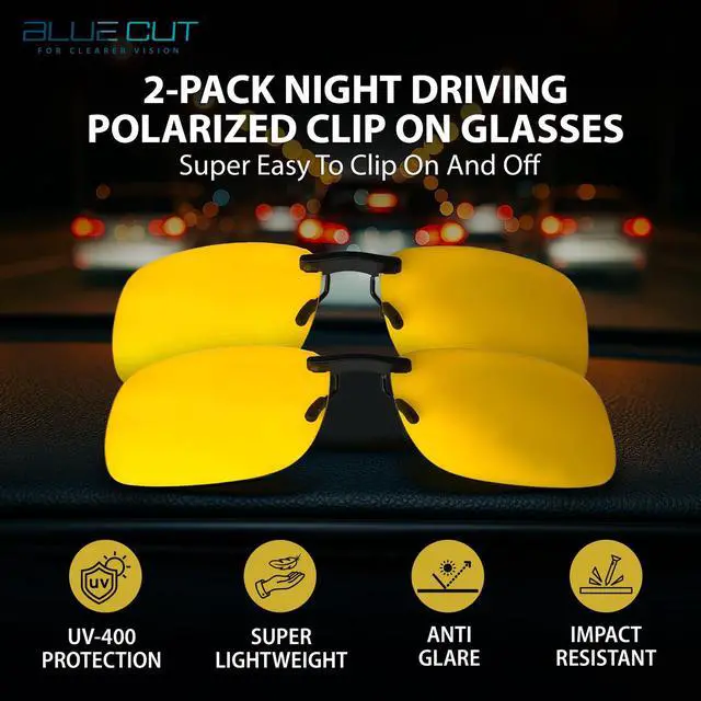 Alt view image 2 of 7 - Clip on Polarized Night vision Glasses Flip up Anti reflective Anti Glare UV-400 Wear Over Glasses