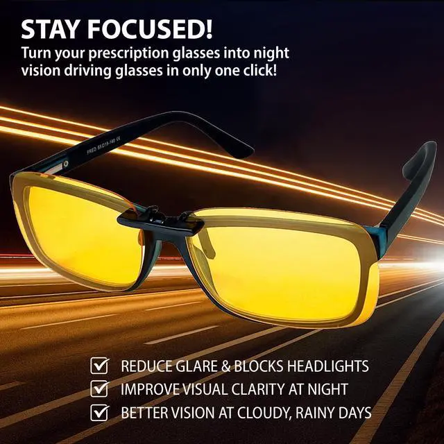 Alt view image 3 of 7 - Clip on Polarized Night vision Glasses Flip up Anti reflective Anti Glare UV-400 Wear Over Glasses