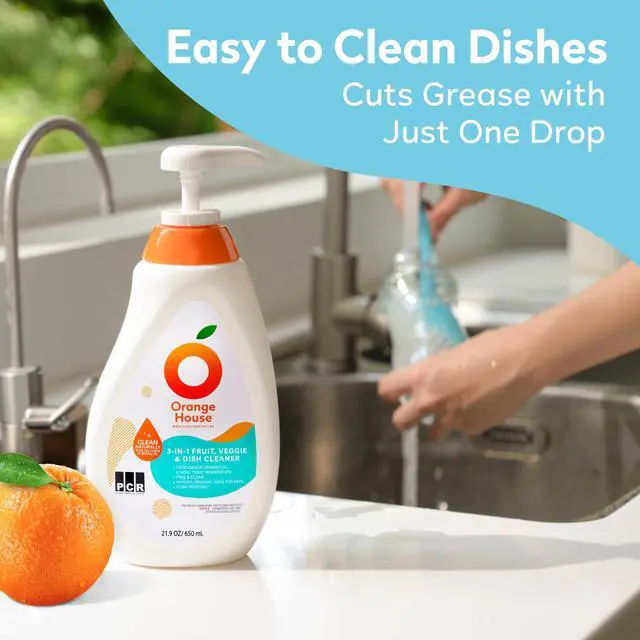 Alt view image 6 of 7 - 3 in 1 Plant Based Dish Soap, Non Harmful Ingredients Veggie Wash, Orange Oil Fruit and Vegetable Wash, Convenient Fruit Wash, 21.9 Fl Oz Fruit Cleaner, Natural Dish Soap (1 Pack)