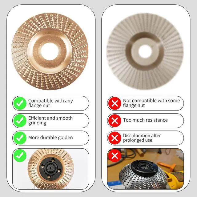 Alt view image 6 of 7 - 3PCS Angle Grinder Polishing Pad, Wood Carving Disc Set for 4 1/2 Inch Angle Grinder, Heavy Duty Wood Sanding Disk Grinding Wheel, Stump Grinder Attachments for Wood Cutting Shaping
