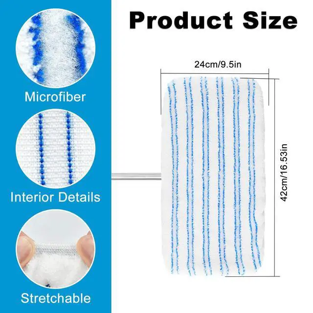 Alt view image 2 of 7 - 5 Pack Mop Heads Replacements for Ocedar Hardwood Floor 'N More Microfiber Mops,Terry Cloth Mops Refills 15 x 8 Flat Dust Mop Pads for O Cedar mop,Washable&Reusable Mopping Pads (Handle Not Included)