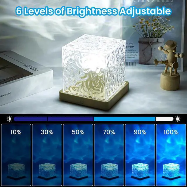 Alt view image 3 of 7 - Northern Lights Ocean Wave Projector Light,16 Colors Gradual Rotating Water Cube Lamp,Underwater Projector Light with Remote Control for Kids Adults,Ocean Wave Night Light for Bedroom