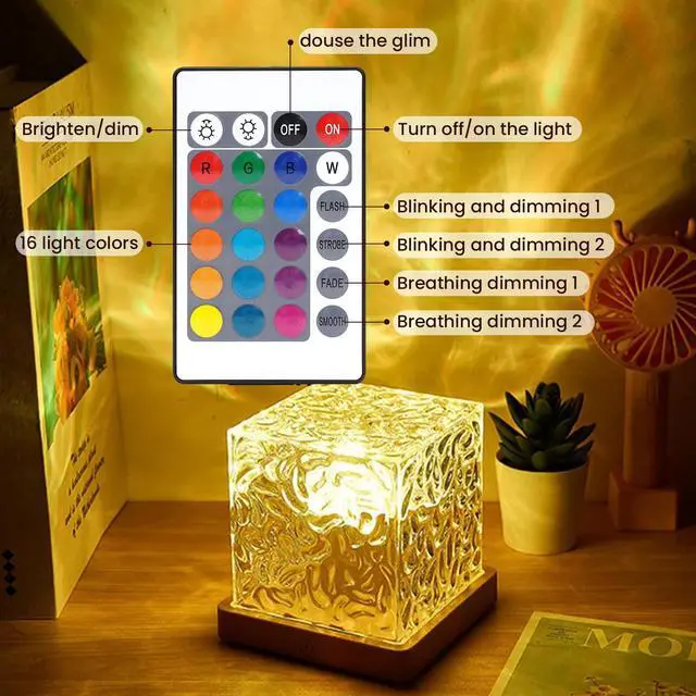 Alt view image 4 of 7 - Northern Lights Ocean Wave Projector Light,16 Colors Gradual Rotating Water Cube Lamp,Underwater Projector Light with Remote Control for Kids Adults,Ocean Wave Night Light for Bedroom