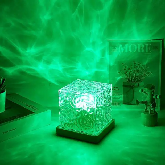 Alt view image 6 of 7 - Northern Lights Ocean Wave Projector Light,16 Colors Gradual Rotating Water Cube Lamp,Underwater Projector Light with Remote Control for Kids Adults,Ocean Wave Night Light for Bedroom