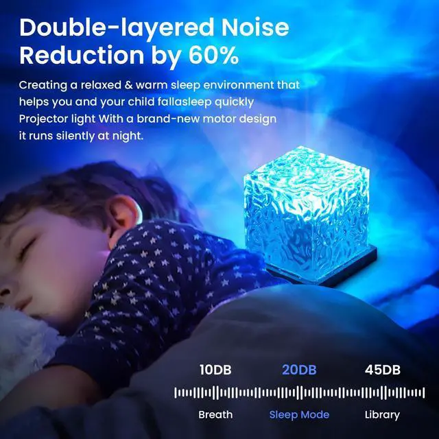 Alt view image 5 of 7 - Northern Lights Ocean Wave Projector Light,16 Colors Gradual Rotating Water Cube Lamp,Underwater Projector Light with Remote Control for Kids Adults,Ocean Wave Night Light for Bedroom